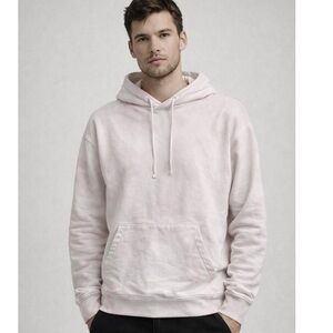 All Saints Medium Men's Pullover Hoodie - Light Pink/ chalk white tye dye. VGUC
